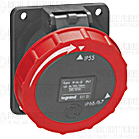 Розетка встраиваемая Hypra 16А 400В 3K+3 IP67 Leg 051130