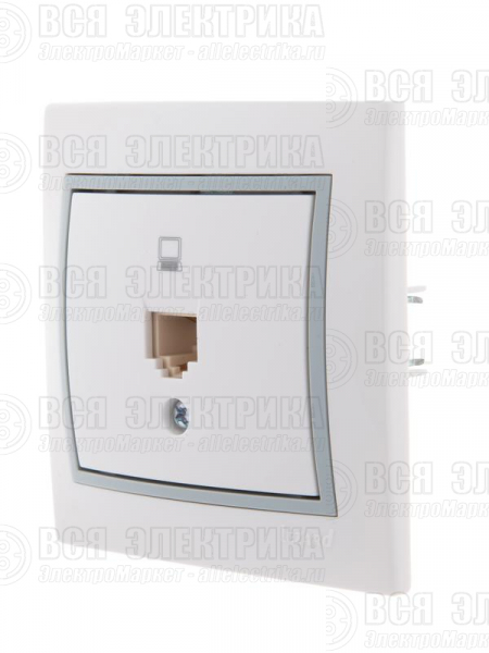 Розетка компьютерная 1-м СП Mira RJ45 бел./сер. LEZARD 701-0215-139