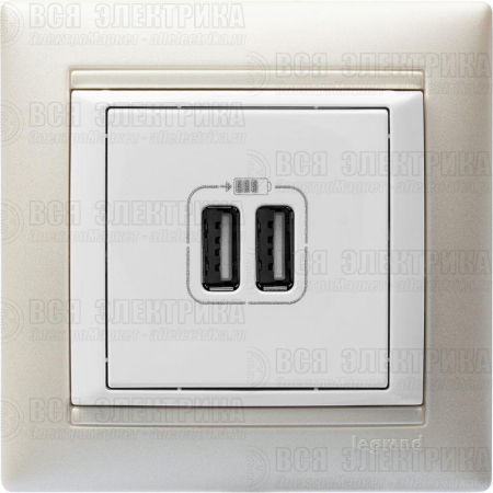 Розетка USB 2-м СП Valena бел. Leg 770470
