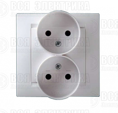 Розетка 2-м СП Simon15 16А IP20 250В без заземл. винт. клеммы бел. Simon 1590457-030