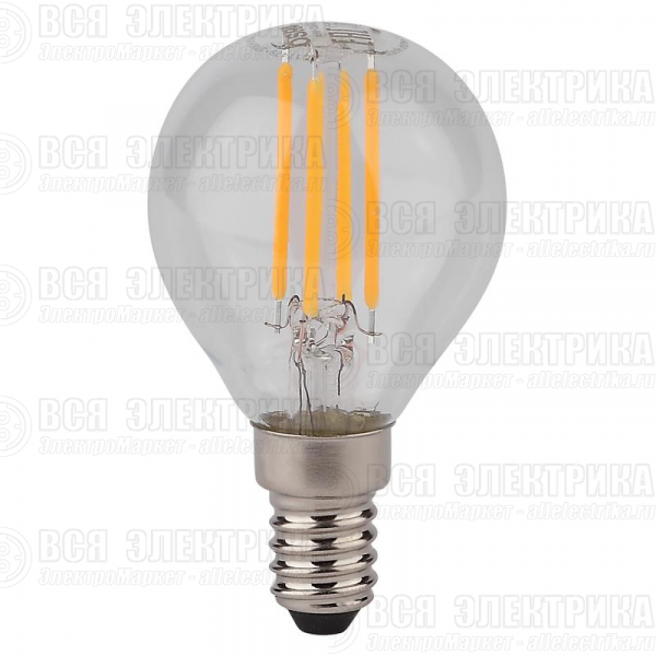 Лампа светодиодная филаментная LED STAR CLASSIC P 40 4W/827 4Вт шар 2700К тепл. бел. E14 470лм 220-240В прозр. стекло OSRAM 4058075068377