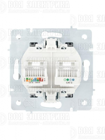 Розетка компьютерная + телефонная 2-м СП Vesna механизм платина LEZARD 742-3588-143