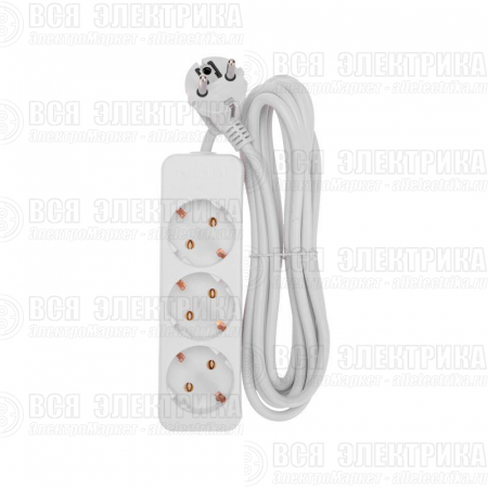 Удлинитель 3 гнезда 3м 3х0.75кв.мм с/з бел. PROCONNECT 13-4209