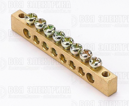Шина нулевая 8 групп/крепеж по краям 6х9мм DEKraft 32002DEK