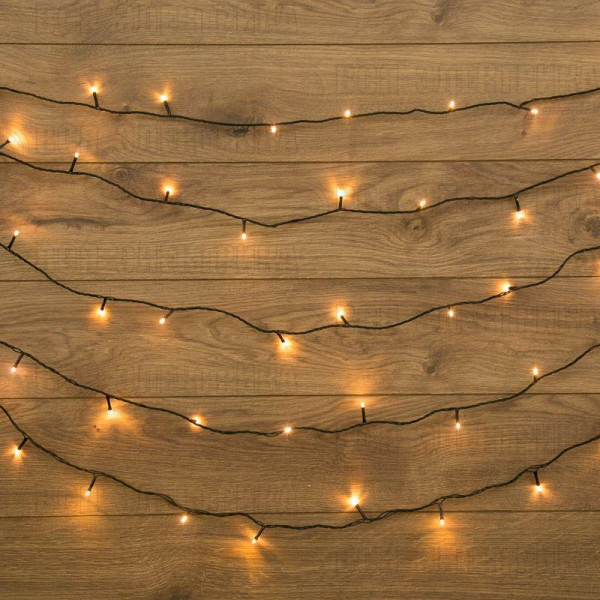 Гирлянда светодиодная "Твинкл Лайт" 15м 120LED тепл. бел. 6.9Вт 220-240В IP20 с контроллером 8 режимов провод ПВХ темн. зел. Neon-Night 303-056