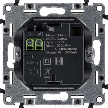 Розетка USB 2-м Valena Life 240В/5В 2400мА с лицев. панелью механизм бел. Leg 753412