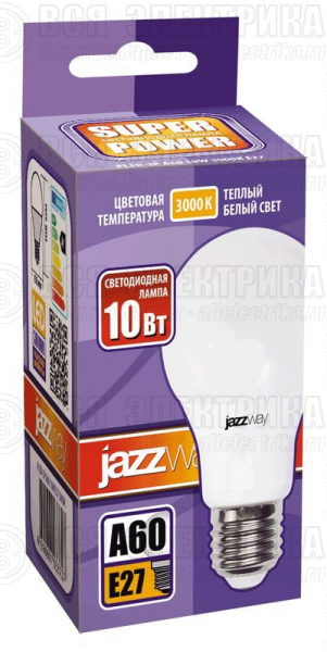 Лампа светодиодная PLED-SP 10Вт A60 грушевидная 3000К тепл. бел. E27 790лм 230В JazzWay 1033697