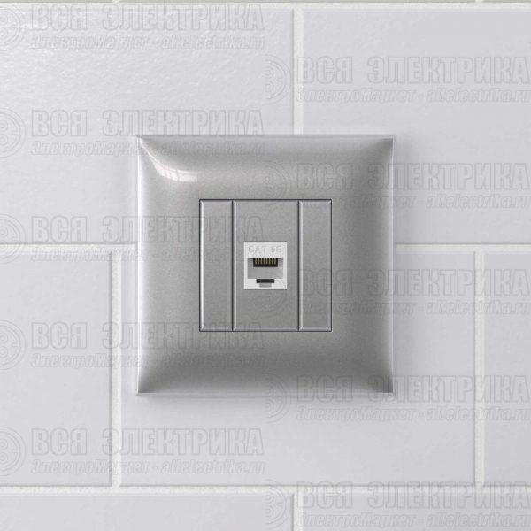 Розетка компьютерная 1-м СП Avanti "Закаленная сталь" RJ45 кат.5E без шторок механизм DKC 4404663